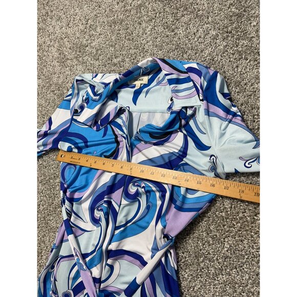 L'AGENCE  Womens Sz XS Addison Print Shirt Dress in Provence Blue/Lavender - Picture 10 of 14